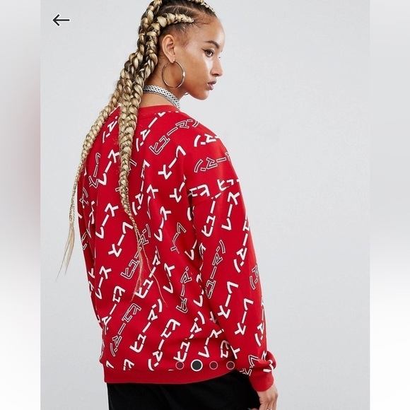 Adidas Originals x Pharrell Williams Power Red Graphic Print Sweatshirt Size XS - Picture 2 of 9